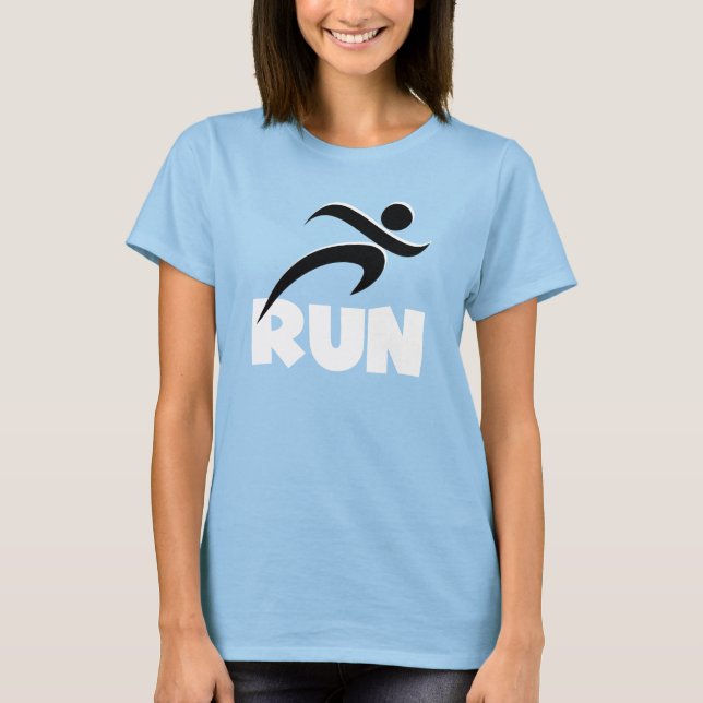 RUN White Fitness Running T-Shirt (Front)