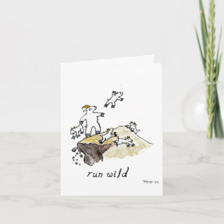 "run wild," small, 4x5.6" blank greeting card