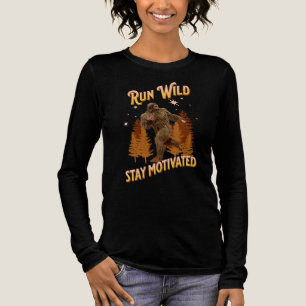 Run Wild, Stay Motivated Funny Bigfoot Tri-Blend Shirt