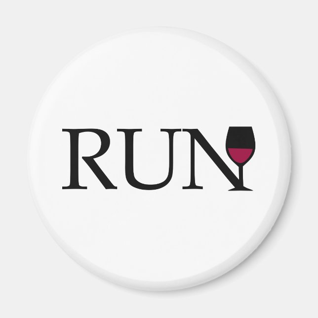 Run wine glass - black and white magnet (Front)