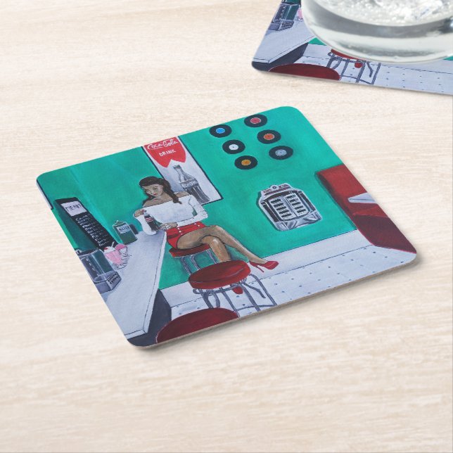 Runaround Sue Painting by Alfred Fox Square Paper Coaster (Angled)