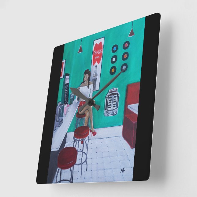 Runaround Sue Painting by Alfred Fox Square Wall Clock (Angle)