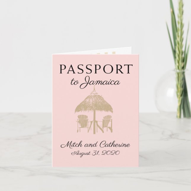 Runaway Bay Jamaica Passport Wedding Invitation (Front)