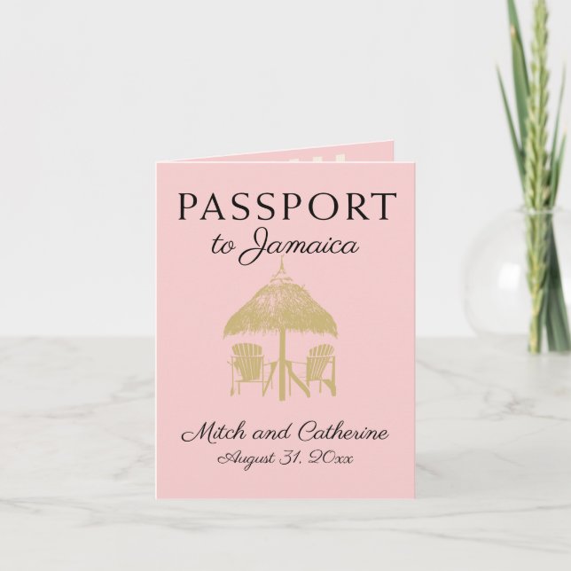 Runaway Bay Jamaica Passport Wedding Invitation (Front)