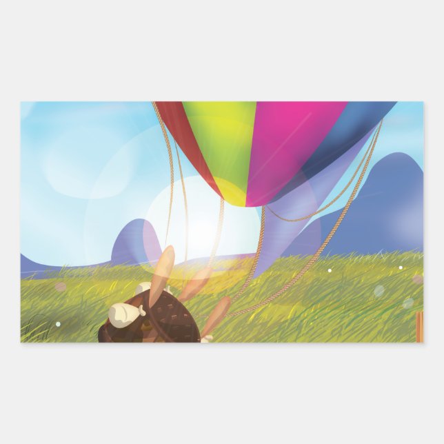 Runaway Cartoon Balloon Rectangular Sticker (Front)
