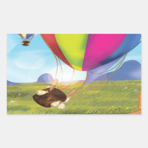 Runaway Cartoon Balloon Rectangular Sticker