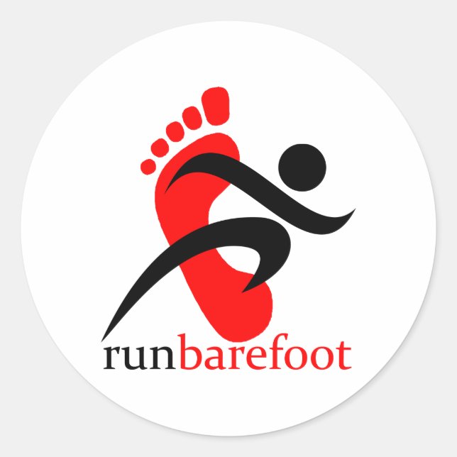 runbarefoot classic round sticker (Front)