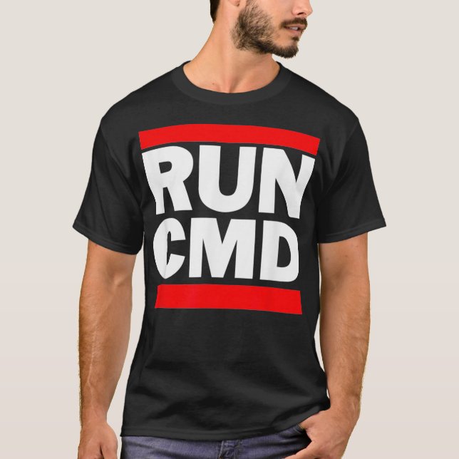 RunCMD Funny Command Prompt Computer Programmer T-Shirt (Front)