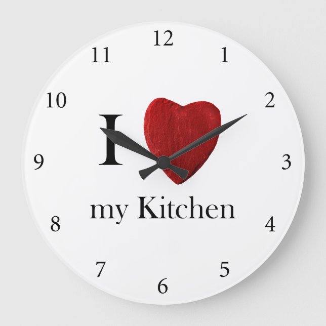 Runde Wanduhr I love my Kitchen Large Clock (Front)