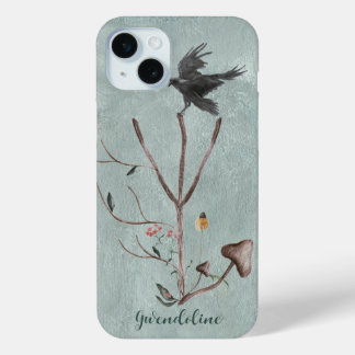 Rune Algiz With Branches And Crow iPhone 15 Mini Case
