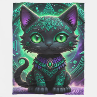 Rune Green Cat Fleece Blanket