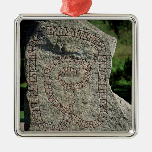 Rune stone outside Gripsholm Castle Metal Tree Decoration (Front)