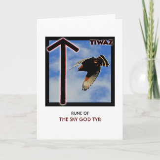Rune Tiwaz - Sky God Tyr - Hawk Card