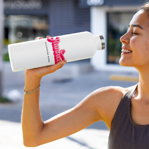 Runher Running Pink Bold Retro Font Motivational 710 Ml Water Bottle