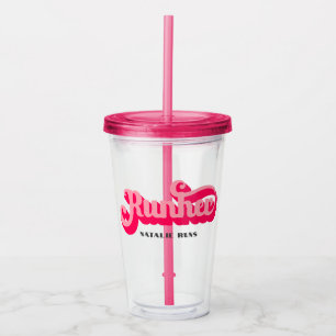 Runher Running Pink Bold Retro Font Motivational Acrylic Tumbler