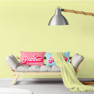 Runher Running Pink Bold Retro Font Motivational Cushion