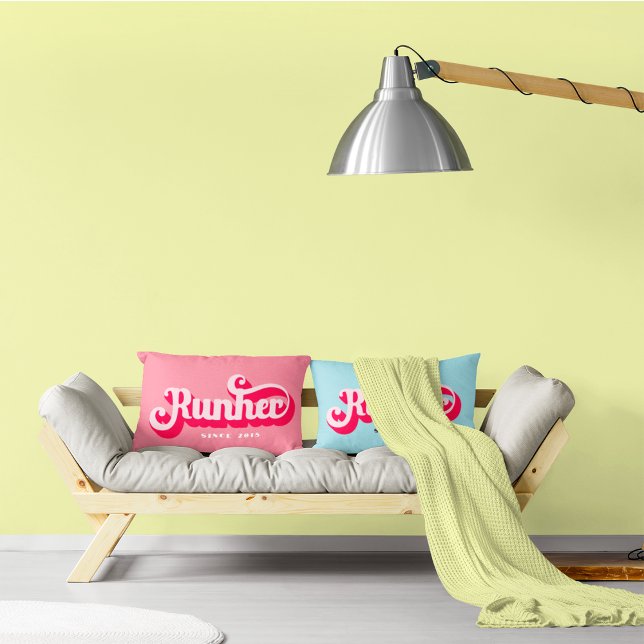 Runher Running Pink Bold Retro Font Motivational Cushion (Creator Uploaded)