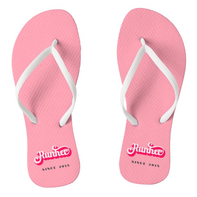 Runher Running Pink Bold Retro Font Motivational Jandals (Footbed)