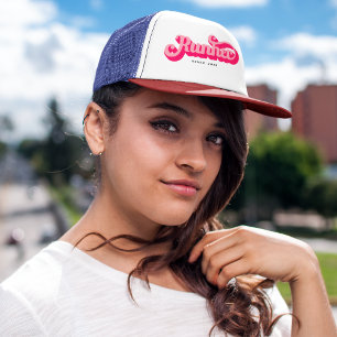 Runher Running Pink Bold Retro Font Motivational Trucker Hat