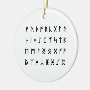 Runic Alphabet [Futhorc] Ceramic Tree Decoration