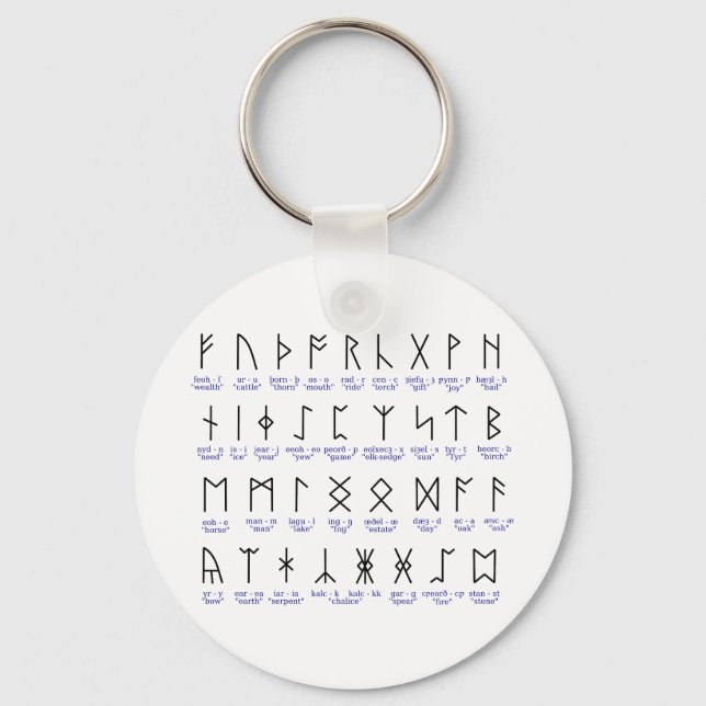 Runic Alphabet Key Ring (Front)