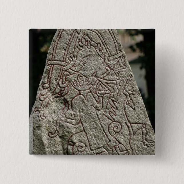 Runic stone 15 cm square badge (Front)
