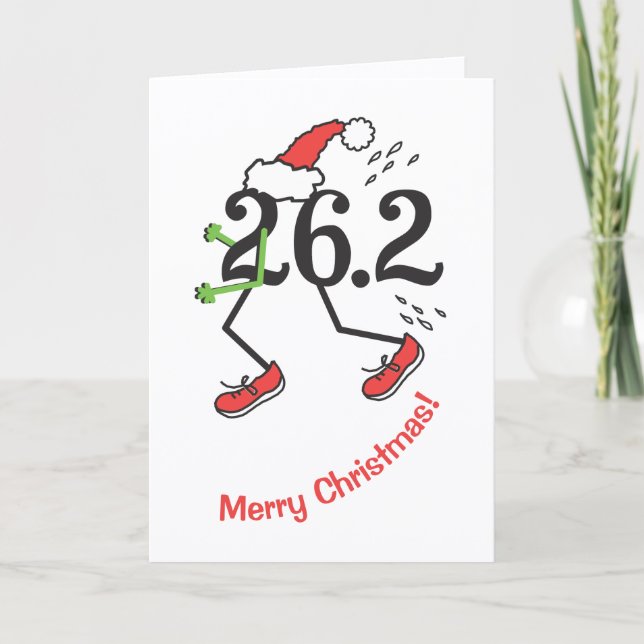 Runner 26.2 Marathon Christmas Holiday Card (Front)