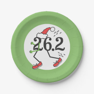 Runner 26.2 Marathoner © Christmas Holiday Paper Plate