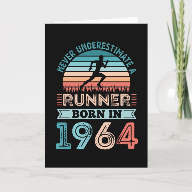 Runner born in 1964 60th Birthday Gift Running Dad Card (Front)