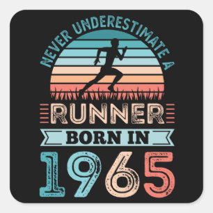Runner born in 1965 60th Birthday Gift Running Dad Square Sticker