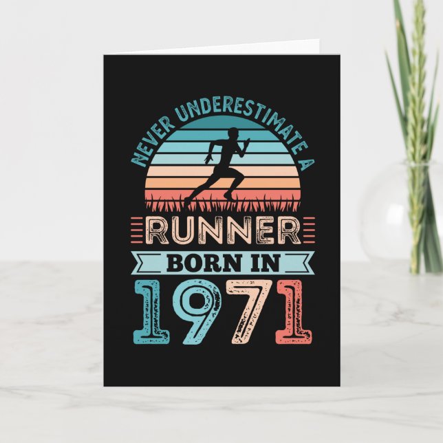 Runner born in 1971 50th Birthday Gift Running Dad Card (Front)