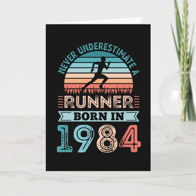 Runner born in 1984 40th Birthday Gift Running Dad Card (Front)