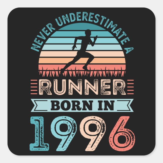 Runner born in 1996 30th Birthday Gift Running Dad Square Sticker (Front)