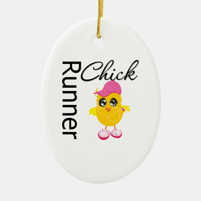 Runner Chick Ceramic Tree Decoration (Front)