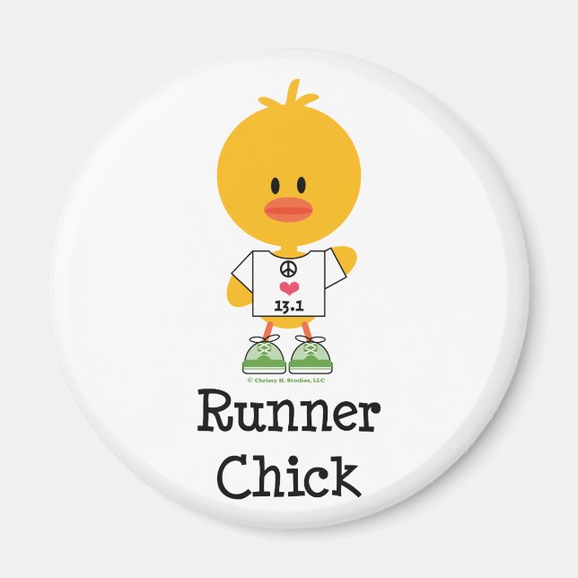Runner Chick Peace Love 13.1 Magnet (Front)