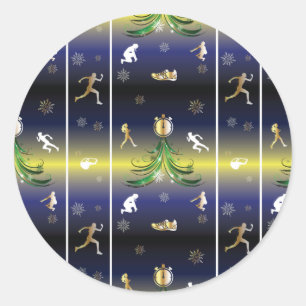 Runner Christmas Tree - Girls Running Classic Round Sticker
