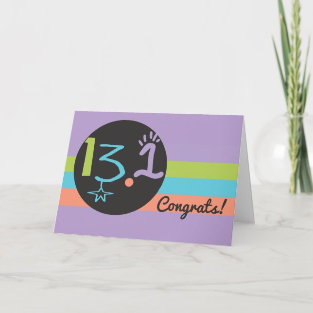 Runner Congrats Eclectic 13.1 Marathon Card (Front)