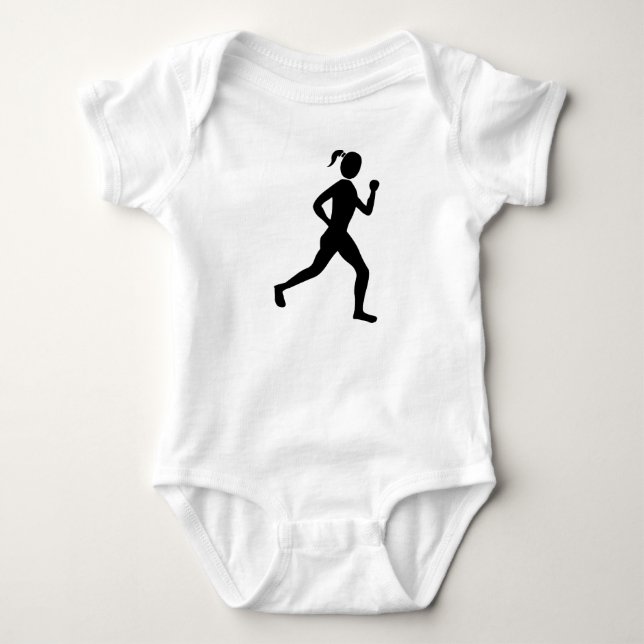 Runner (Female) - Black Baby Bodysuit (Front)