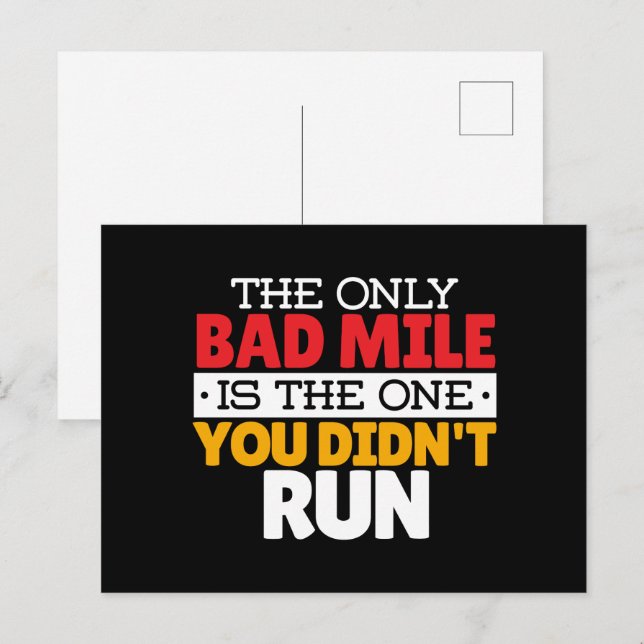 Runner - Funny Bad Mile Running Quote Postcard (Front/Back)