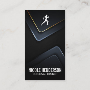 Runner Icon   Modern Metal Background Business Card