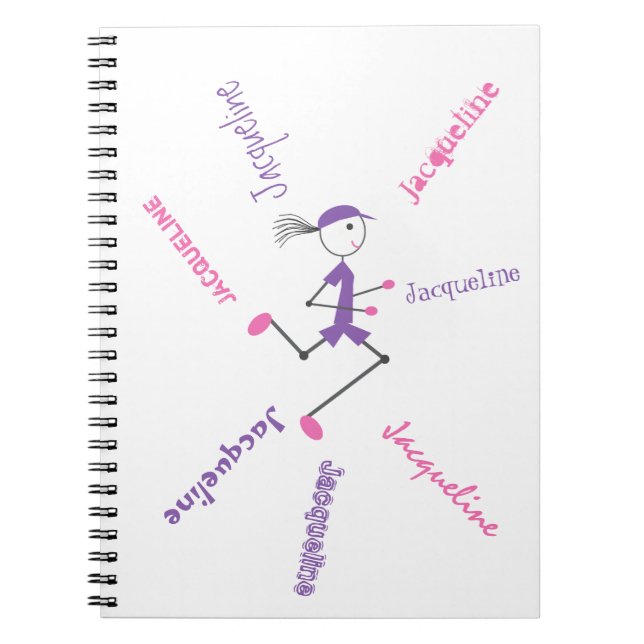Runner Lady Pink Purple Personalised Notebook (Front)