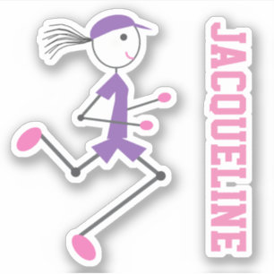 Runner Lady Pink Purple Personalised Sticker