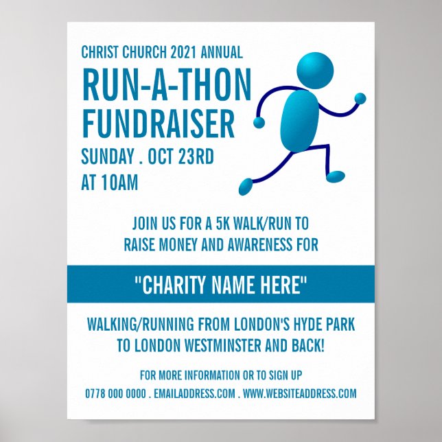 Runner Logo, Charity Run-Walk-a-Thon Event Poster (Front)