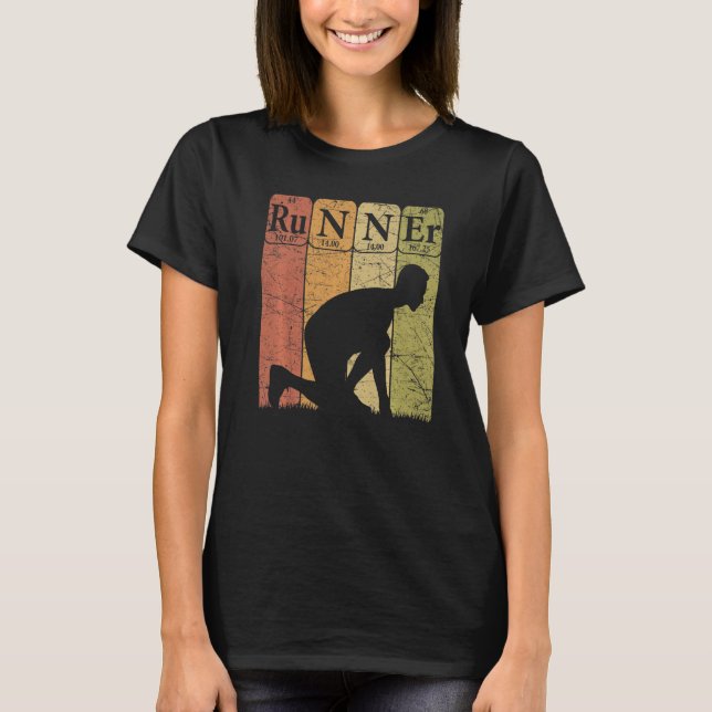 Runner Periodic Table Elements Running Retro Jogge T-Shirt (Front)