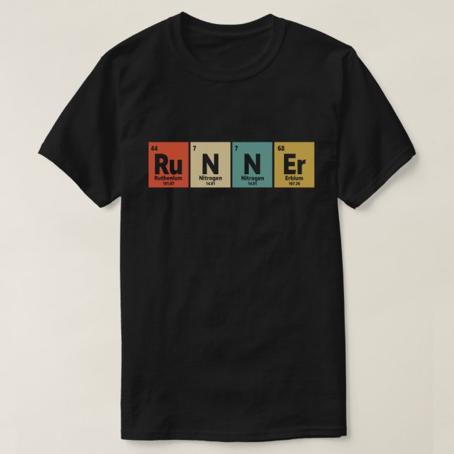 Runner Periodic Table Marathon Runners Science T-Shirt (Design Front)