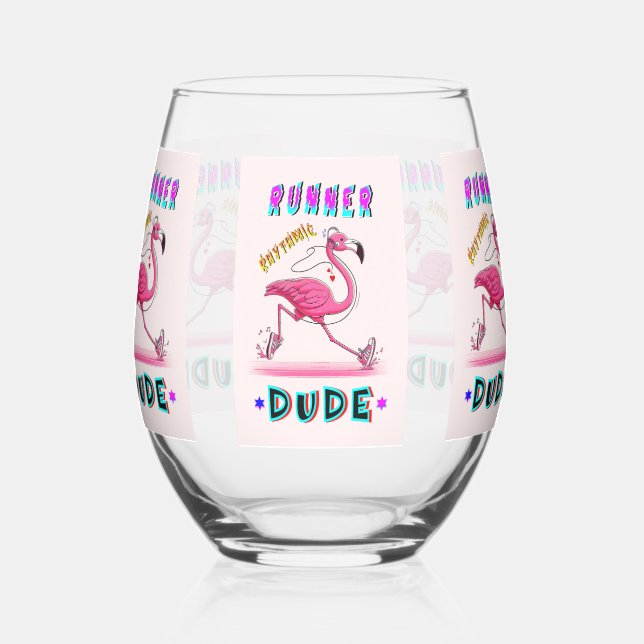 Runner Rhythmic Dude Stemless Wine Glass (Left)