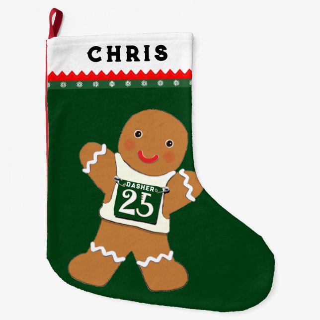 Runner Running Large Christmas Stocking (Front)