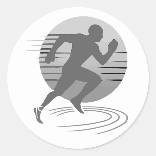 Runner Running Race Marathon Competition Classic Round Sticker (Front)