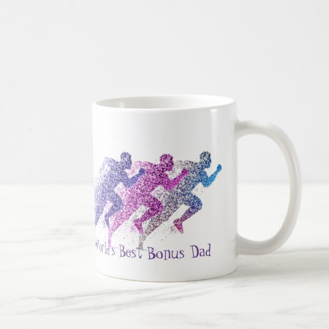 Runner Running World's Best Bonus Dad Quote Coffee Mug (Right)