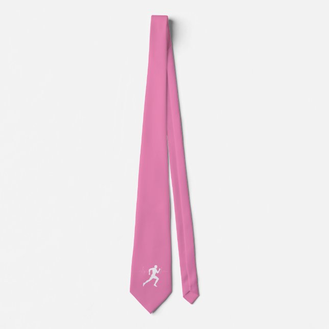 Runner Silhouette Drawing on Pink Background  Tie (Front)